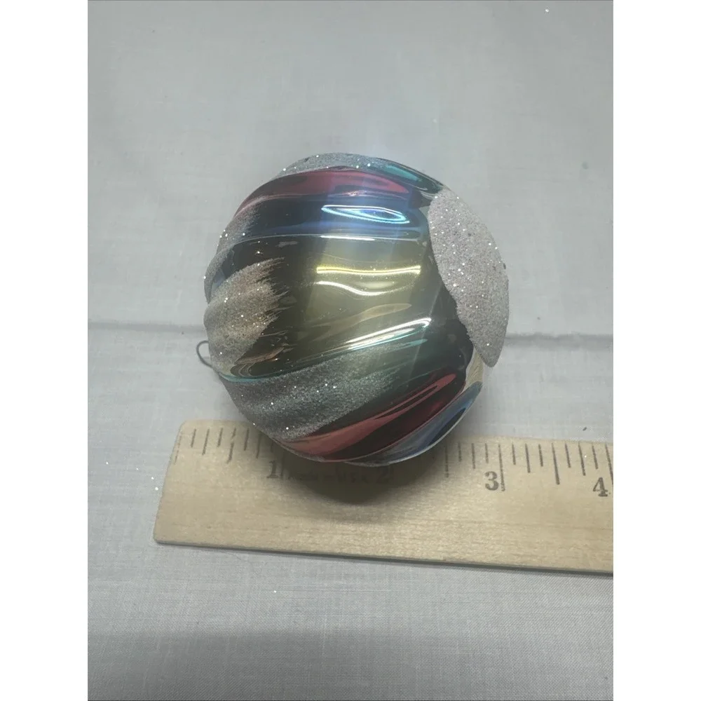 Vintage Bradford CHRISTMAS ORNAMENTS Round Multi Color Snow Tipped Mexico